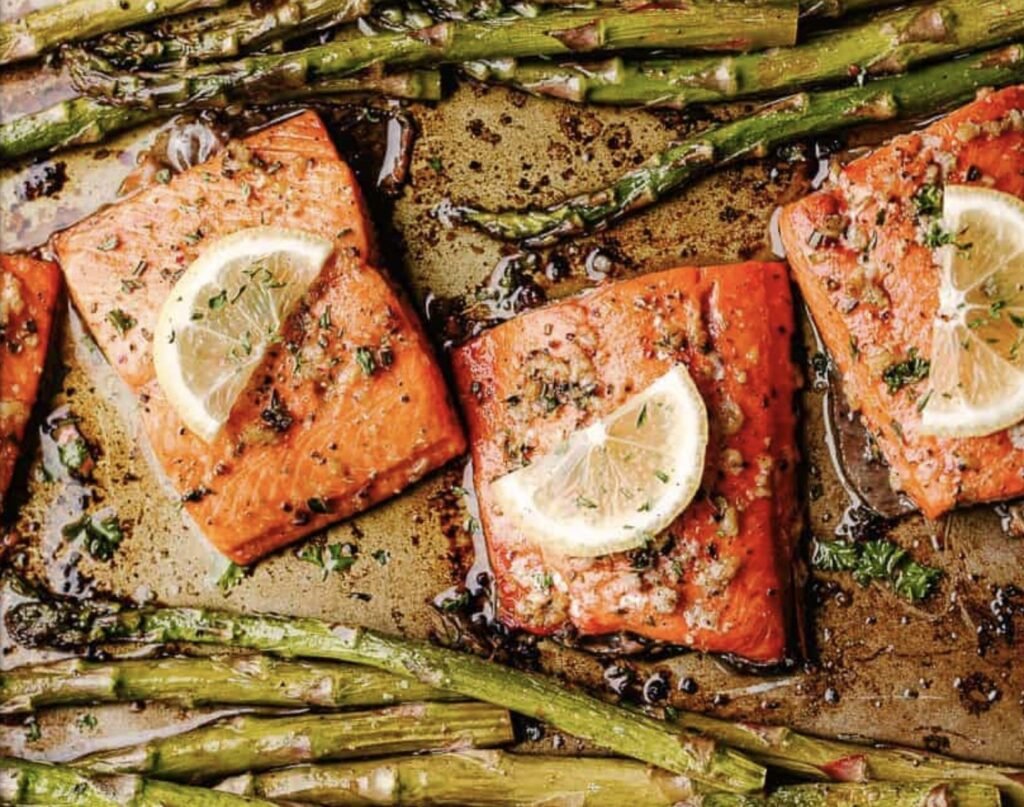 Baked Sockeye Salmon With Asparagus