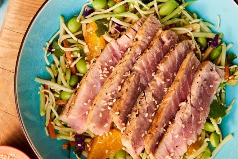 Seared Ahi Tuna on Asian Slaw 